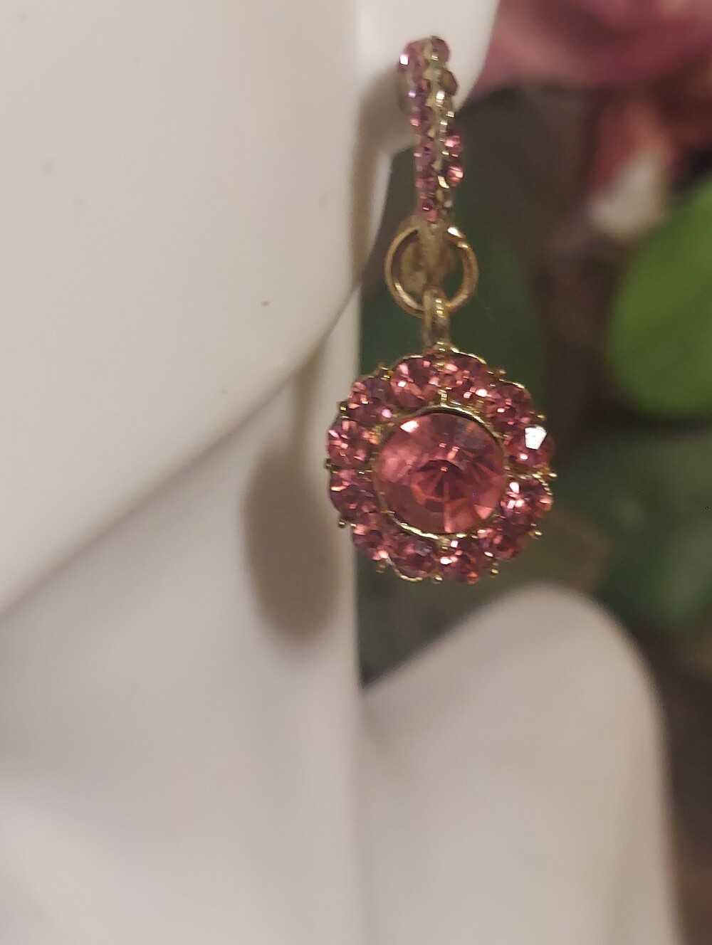 Pink Topaz Pierced Earrings